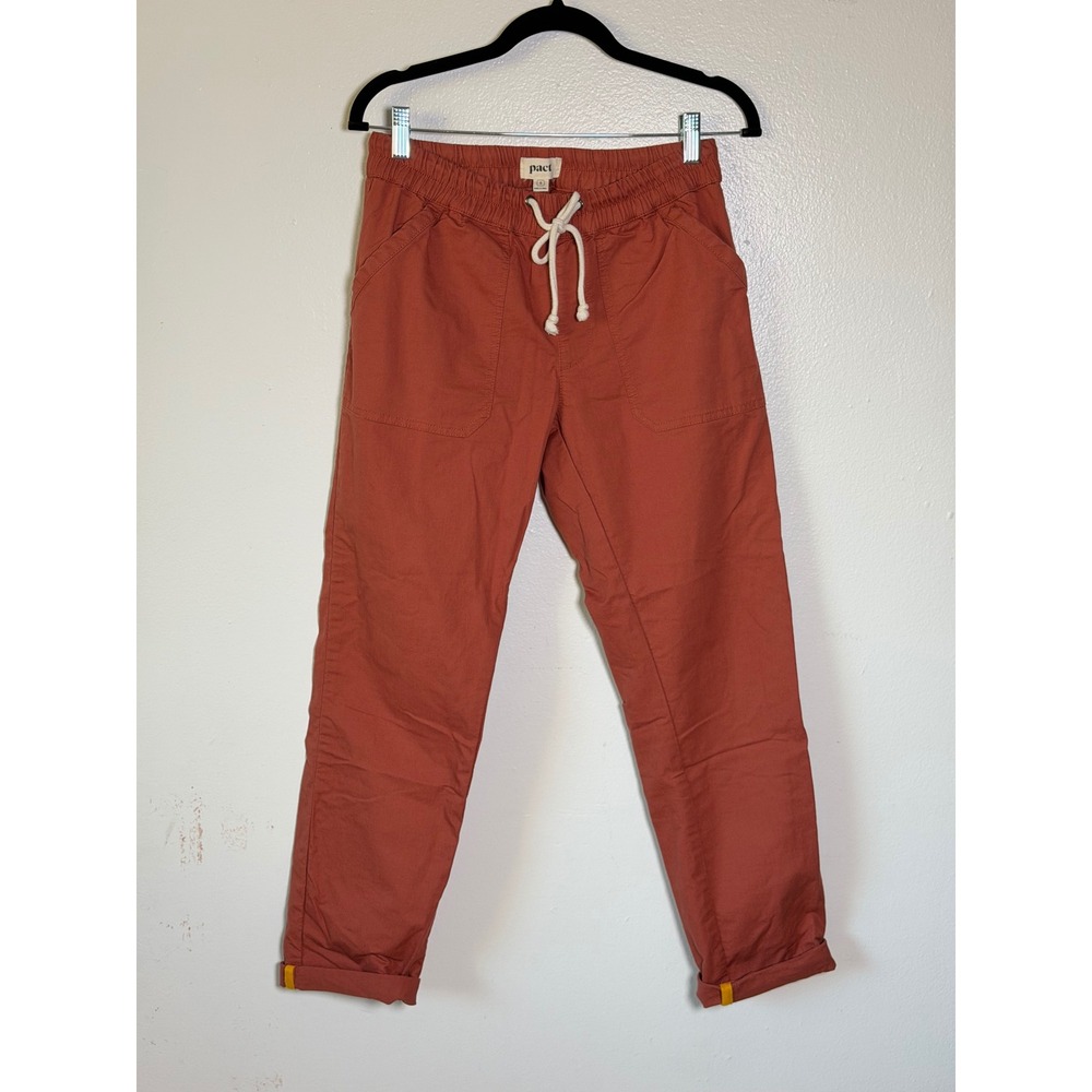 PACT Women's Organic Cotton Pull-On Utility Pants Terracotta Rust Small granola